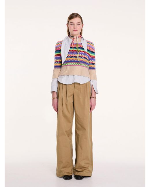 La Fetiche Multicolor Jenny Fairisle 3/4 Sleeve Sweater