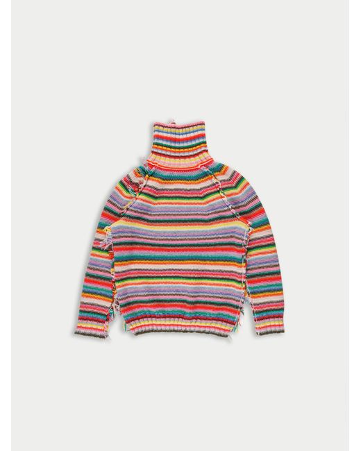 La Fetiche Red Solange Striped Polo Neck Sweater