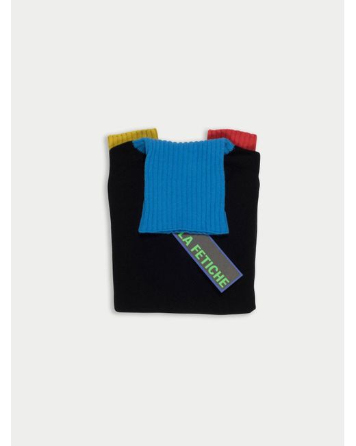La Fetiche Blue Rudi Traditional Seam Free Polo-Neck Sweater With Contrast Ribs