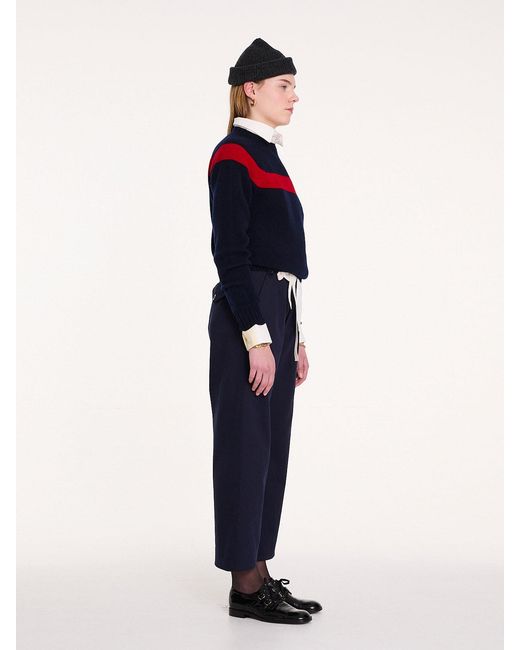 La Fetiche Blue Ossie Traditional Seam Free Sweater With Placed Graphic Yoke Design