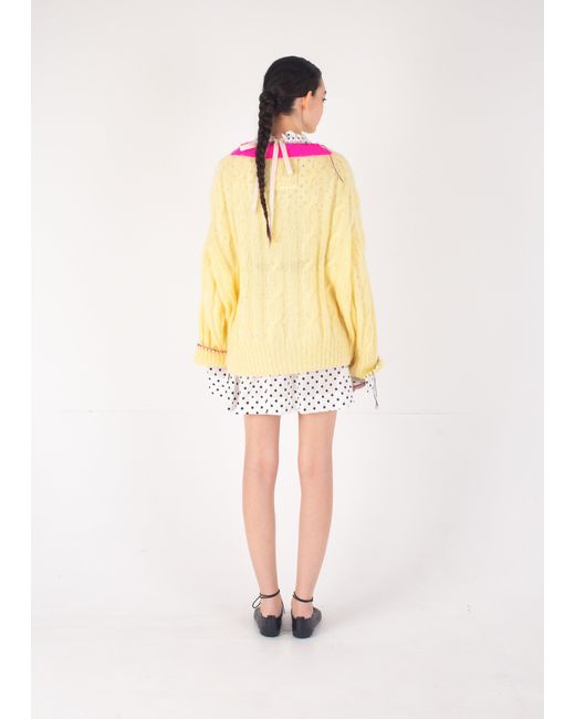 La Fetiche Yellow Rory V-Neck Sweater