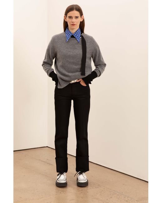 La Fetiche Gray Diana Hand-Framed Colour Blocked Sweater With Metal 'D' Ring