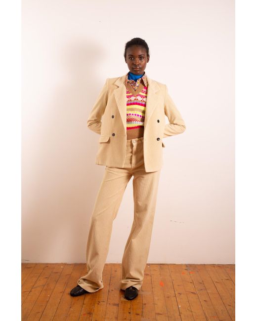 La Fetiche Natural Camille Tailored Corduroy Blazer Jacket