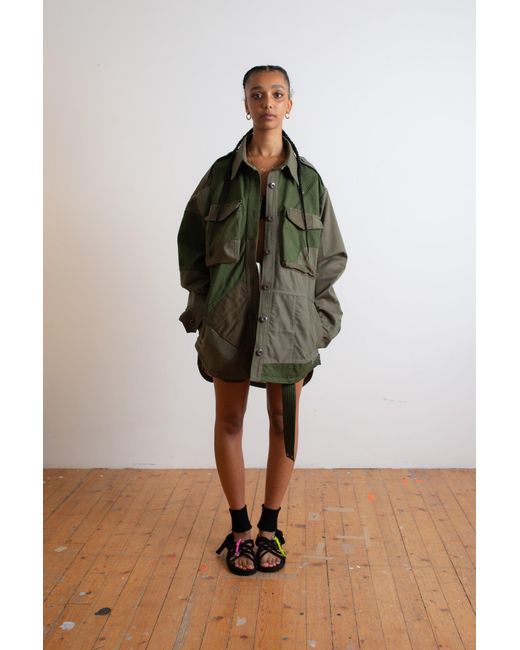 La Fetiche Green Claire Oversized Workwear Shirt Jacket