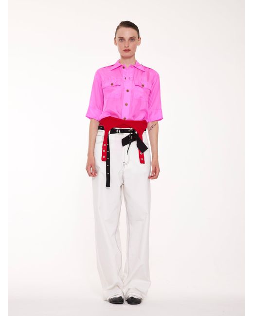 La Fetiche Pink Alice Silk Utility Shirt