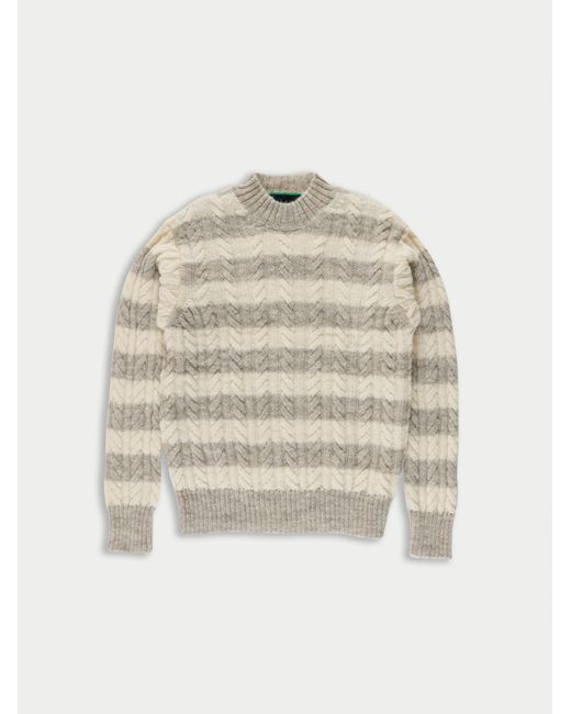 La Fetiche White Kurt Striped Cable Sweater