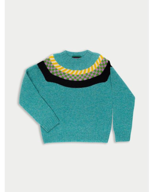 La Fetiche Blue Mildred Fairisle Shetland Sweater