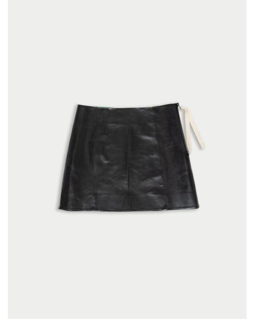 La Fetiche Black James Polished Rubber Rubber Bonded A-Line Panel Mini Skirt