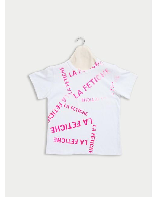 La Fetiche White Blondie T-Shirt With Random Screen Printed Design