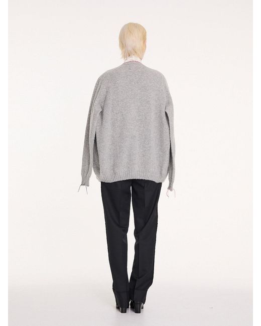 La Fetiche Gray Beaton Brushed V-Neck Cardigan