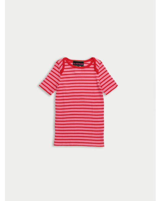 La Fetiche Pink Jaja Striped Short Sleeve Top
