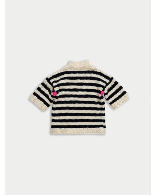 La Fetiche Black Fay Hand Knit Striped T-Shirt Sweater