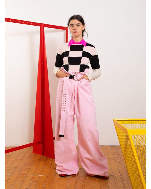 La Fetiche Pink Keith Overdyed Cotton Utility Trousers