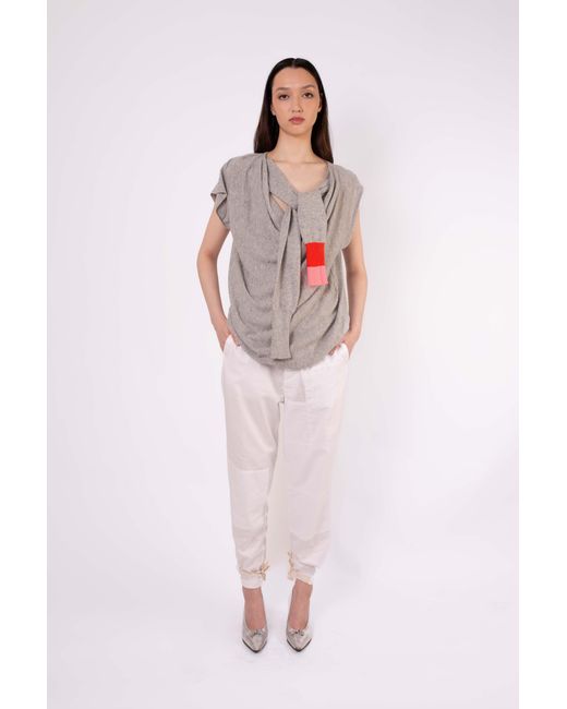 La Fetiche White Robert Cotton Patched Trousers