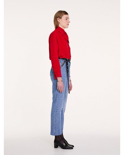La Fetiche Red Nusch Neck Tie Blouse