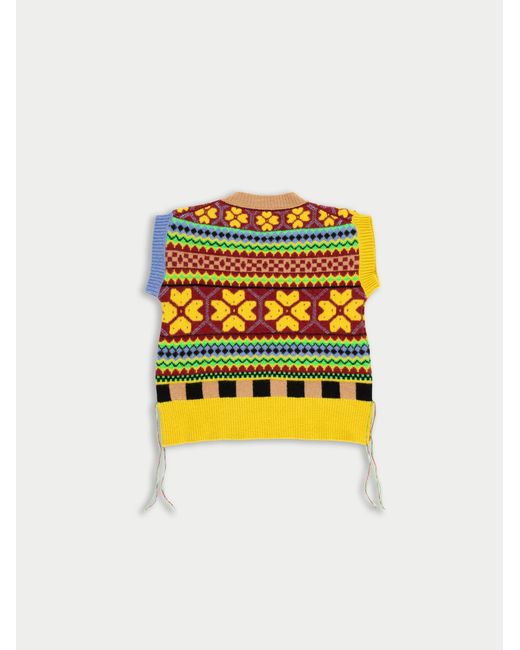 La Fetiche Yellow Josef Traditional Fairisle V-Neck Sweater Vest