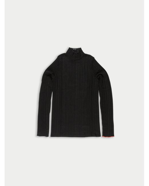 Women's Black Booth Fitted Ribbed Top