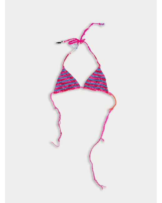 La Fetiche Pink Chloe Handknitted Striped Bikini Top
