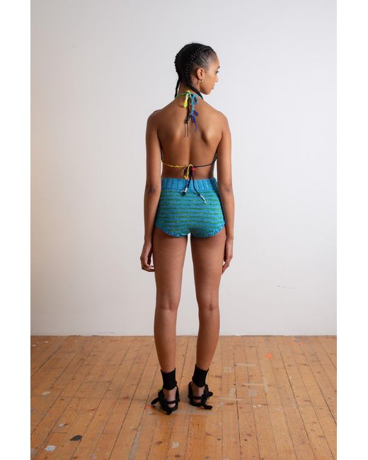 La Fetiche Blue Edie Handknitted Striped Pants