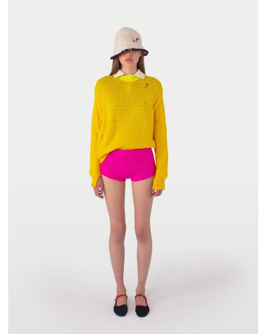 La Fetiche Yellow Millie Crew Neck Sweater