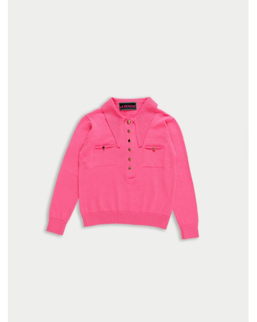 La Fetiche Pink Sammy Fine Weight Polo Top