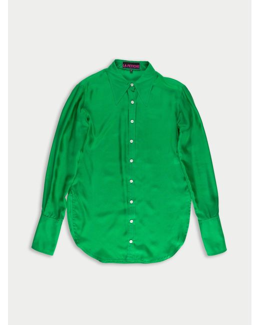 La Fetiche Green Tasha Lightweight Silk Shirt