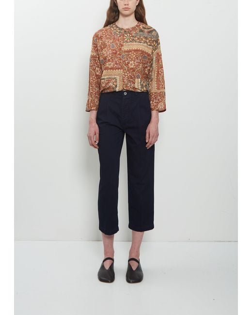 Visvim Blue Pleated Cropped Cotton Chino