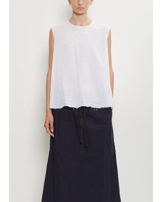 Scha White V-back Sleeveless Cotton Oe Top