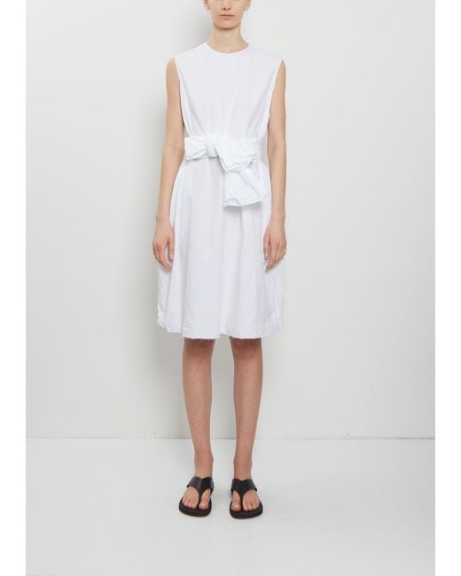 Scha White Sleeve Scarf Paper Cotton Sleeveless Dress