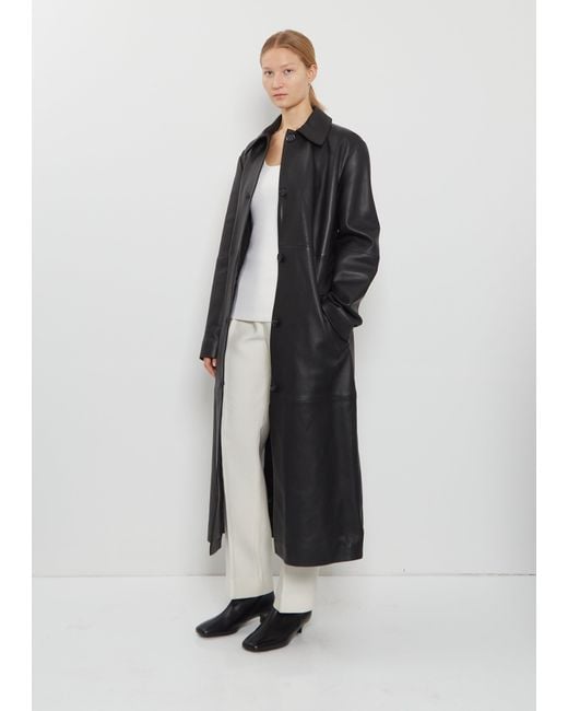 Totême  Black Belted Leather Coat