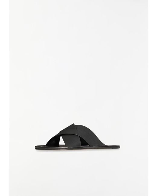 The Row White Malick Leather Cross Slides