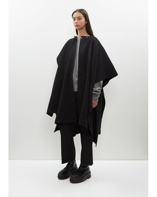 Totême Black Wool Double Scarf Coat