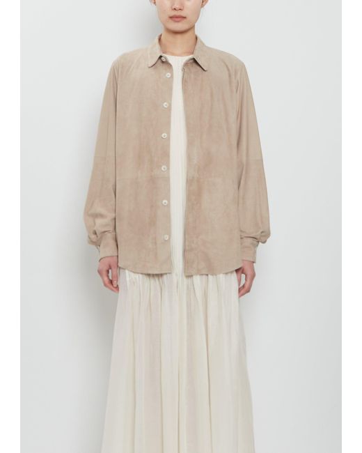 Lauren Manoogian Natural Suede Paneled Shirt