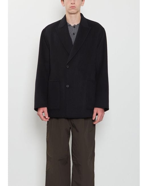 Stein Men Black Wool Cashmere Peak Lapel Jacket