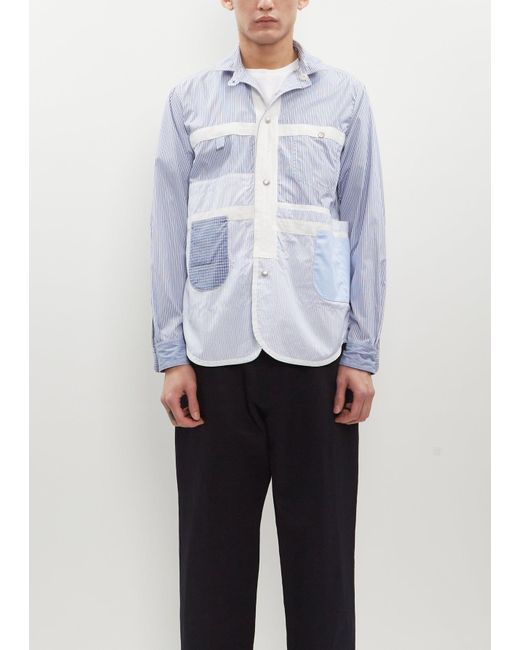 Junya Watanabe Blue Cotton Stripe X Check Shirt