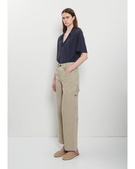 Meta Campania Collective Blue Frankie Heavyweight Linen Workwear Trousers