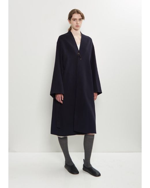 Carven Blue Wool Wrap Coat