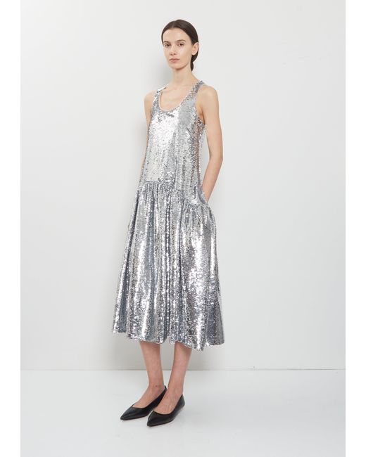 Simone Rocha White Flounce Sequins Dress