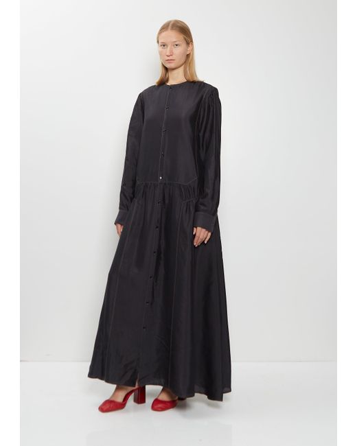Lemaire Black Button Silk A-line Dress