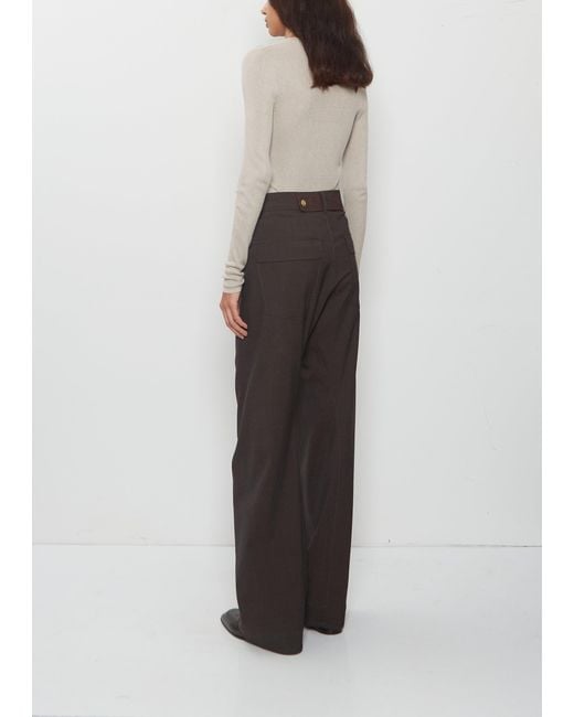 6397 White Twisted Seam Wool Pant