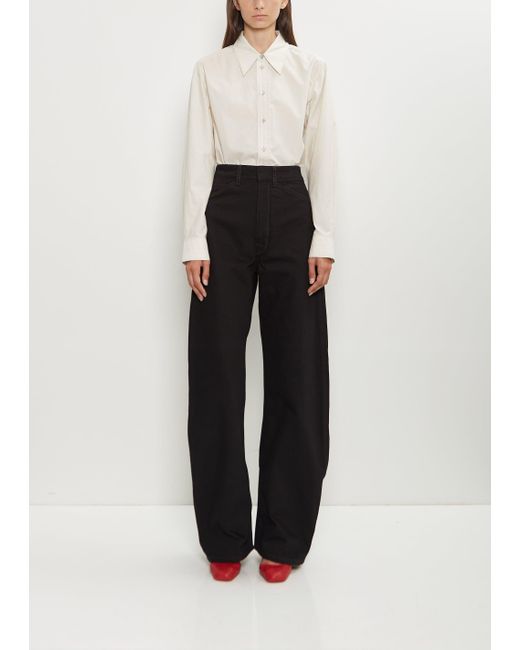 Lemaire White High Waisted Curved Denim Pants