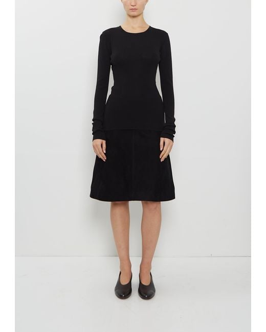 Totême  Black Suede A-line Skirt