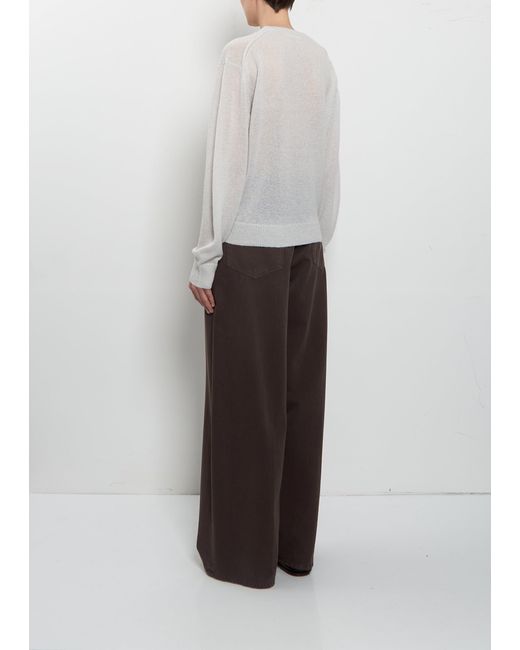 6397 White Sheer Crew Neck Alpaca Sweater