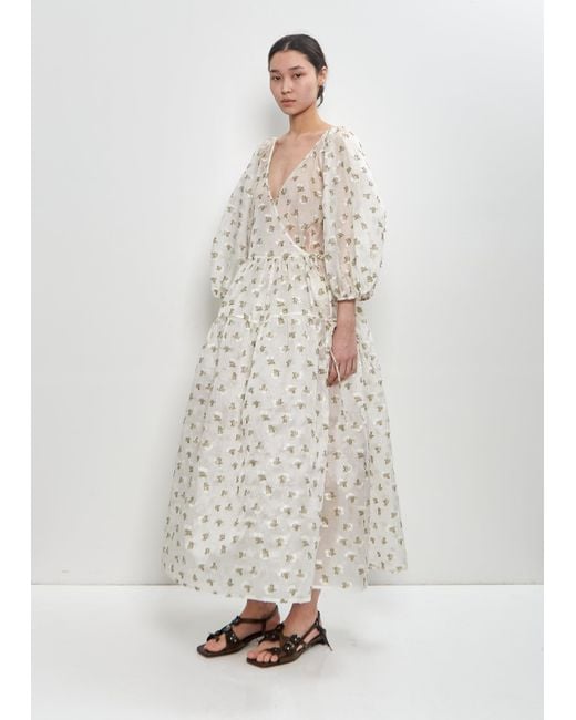 CECILIE BAHNSEN White Silk Poly Regitze Dress
