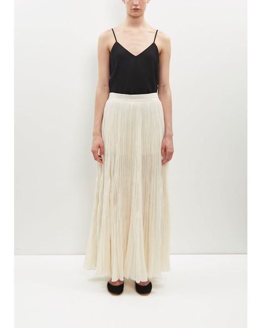 Totême  White Crinkled Plissé Skirt