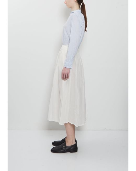 Pas De Calais White Cotton Silk Lawn Tuck & Gather Skirt
