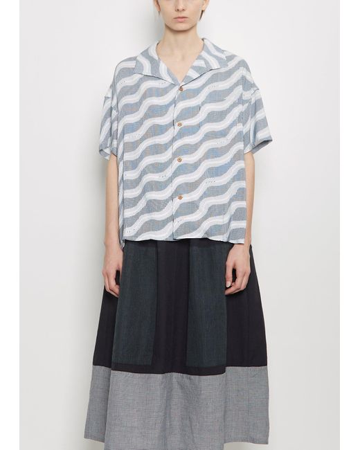 Visvim Blue Julie Open Collar Blouse