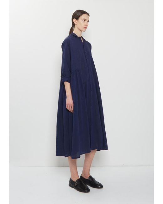 Pas De Calais Blue Organic Cotton Shirt Dress