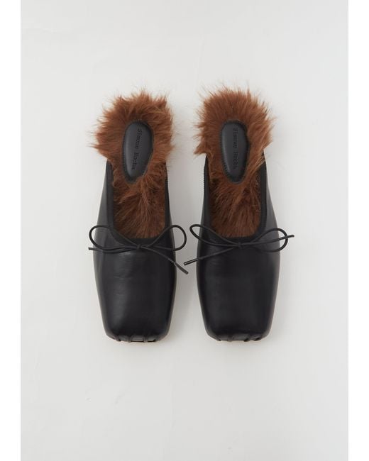 Simone Rocha White Faux Fur Lined Pointe Mule