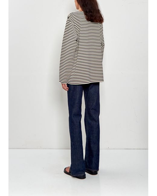 Comoli Blue Border Boat Neck Top